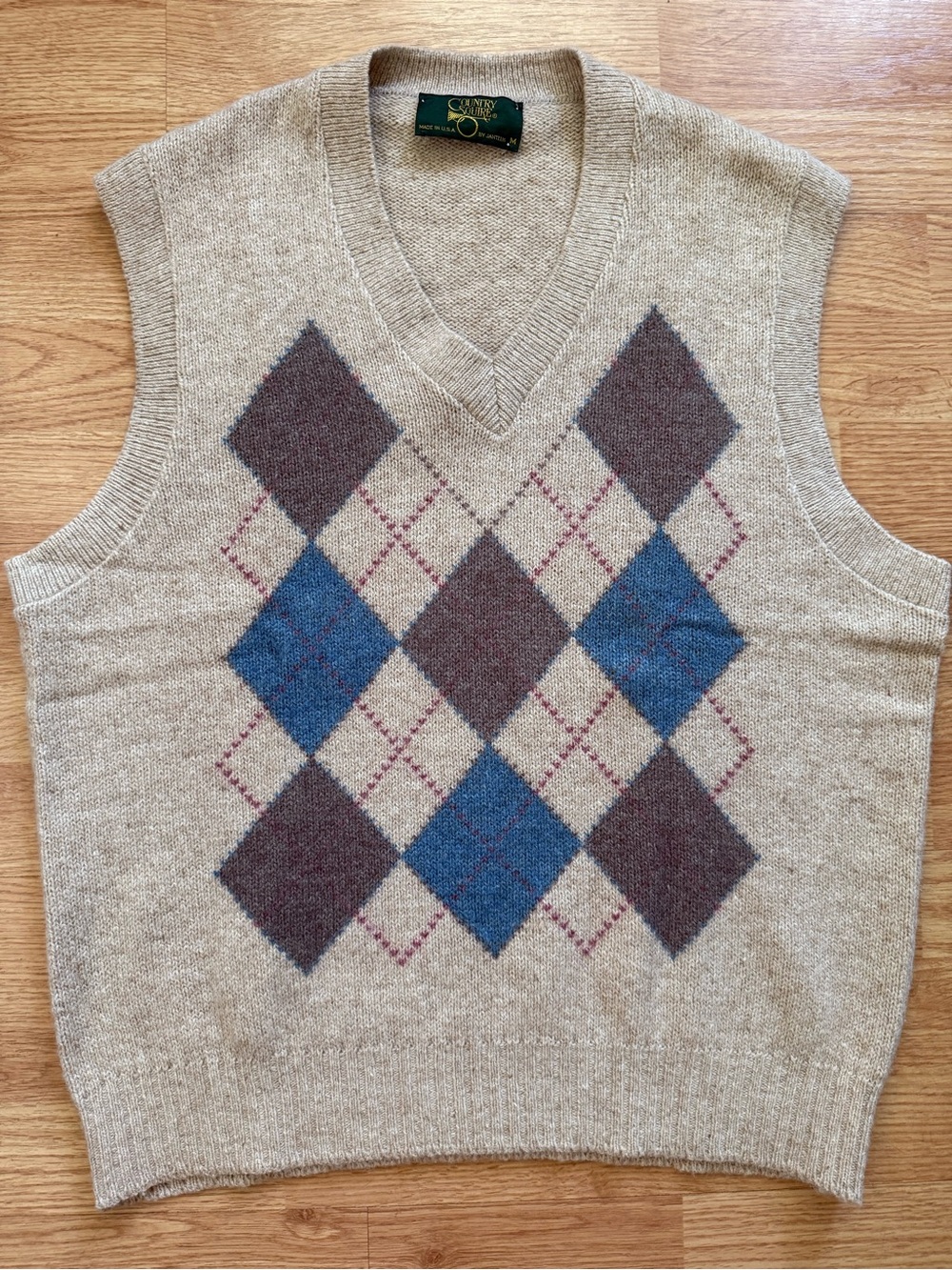 Vintage 70s Jantzen Country Squire Argyle Sweater Vest M